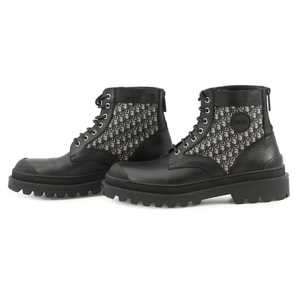 Dior Oblique Explorer short boots Black/Gray3BO296ZKD Leather Canvas Size 42