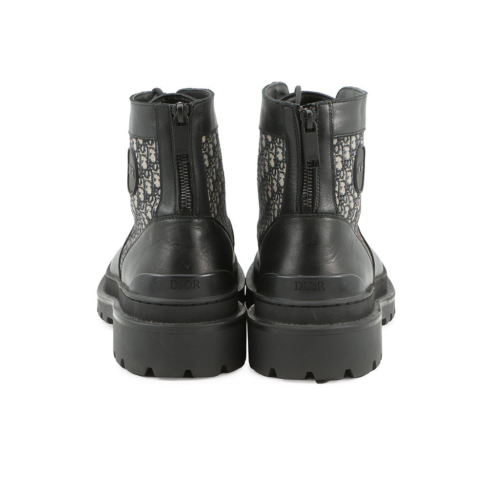 Dior Oblique Explorer short boots Black/Gray3BO296ZKD Leather Canvas Size 42