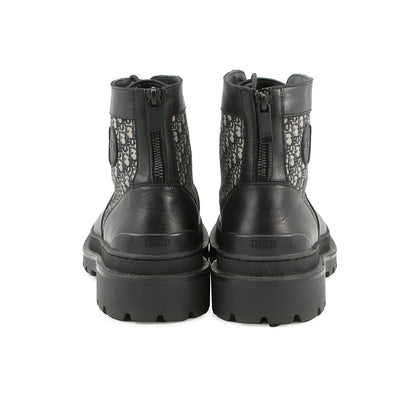 Dior Oblique Explorer short boots Black/Gray3BO296ZKD Leather Canvas Size 42