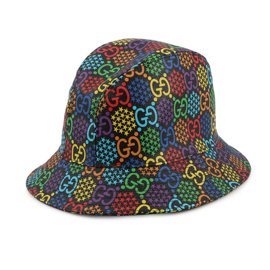 GUCCI GG Psychedelic Fedora Size L Black/Multicolor604781 Polyester56% Cotton44%