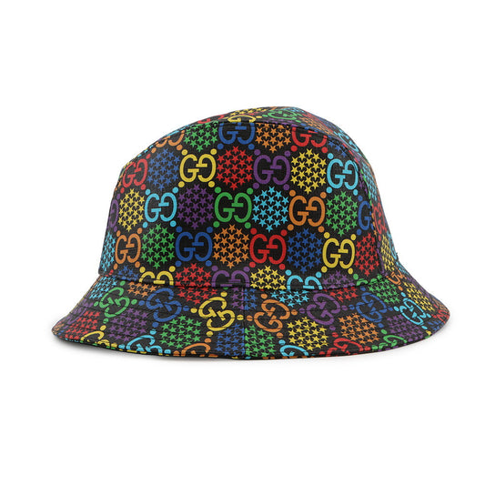GUCCI GG Psychedelic Fedora Size L Black/Multicolor604781 Polyester56% Cotton44%