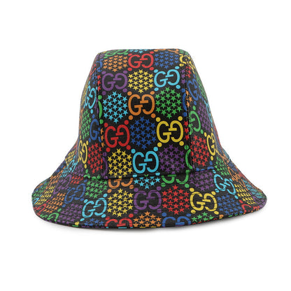 GUCCI GG Psychedelic Fedora Size L Black/Multicolor604781 Polyester56% Cotton44%