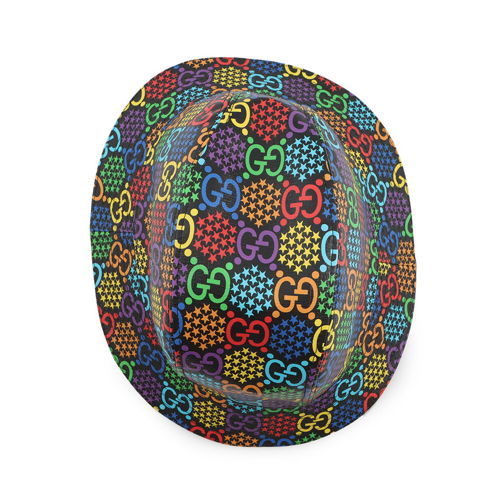 GUCCI GG Psychedelic Fedora Size L Black/Multicolor604781 Polyester56% Cotton44%