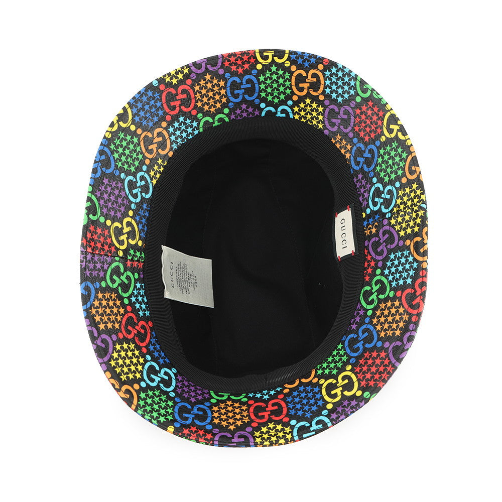 GUCCI GG Psychedelic Fedora Size L Black/Multicolor604781 Polyester56% Cotton44%