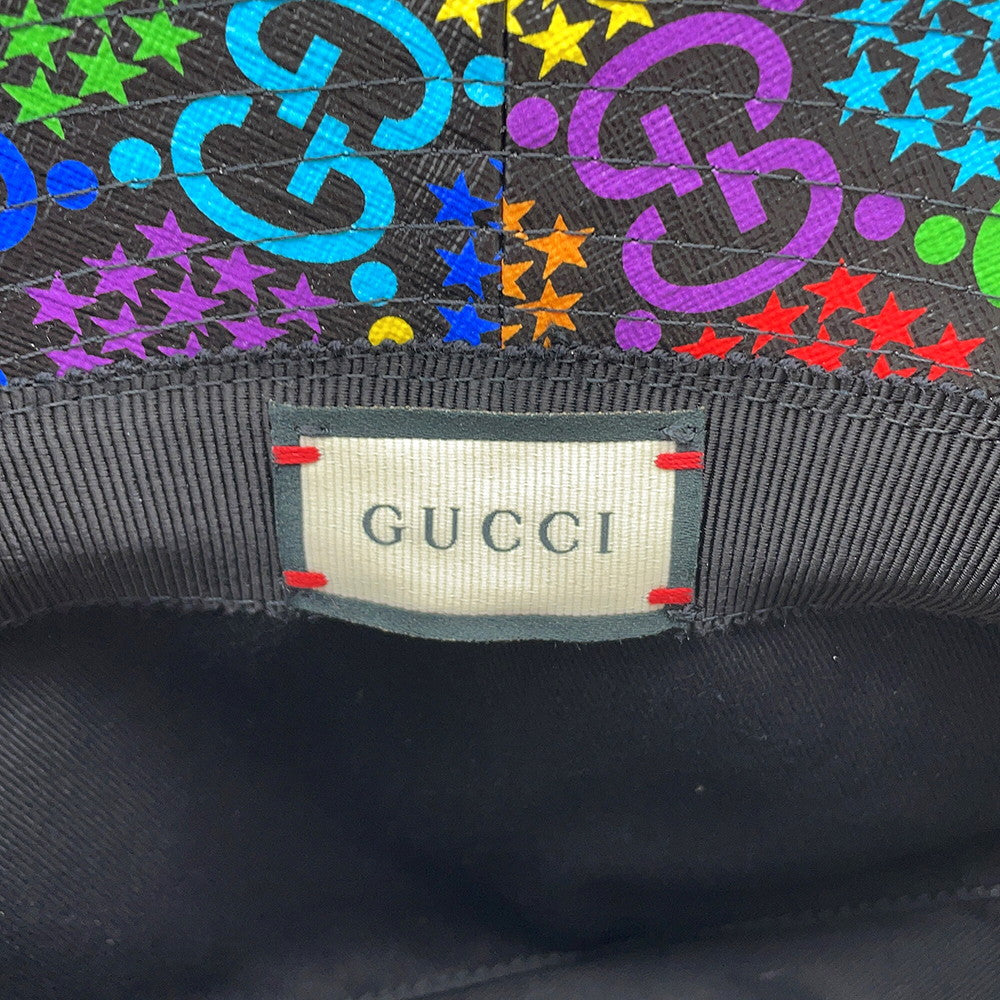 GUCCI GG Psychedelic Fedora Size L Black/Multicolor604781 Polyester56% Cotton44%