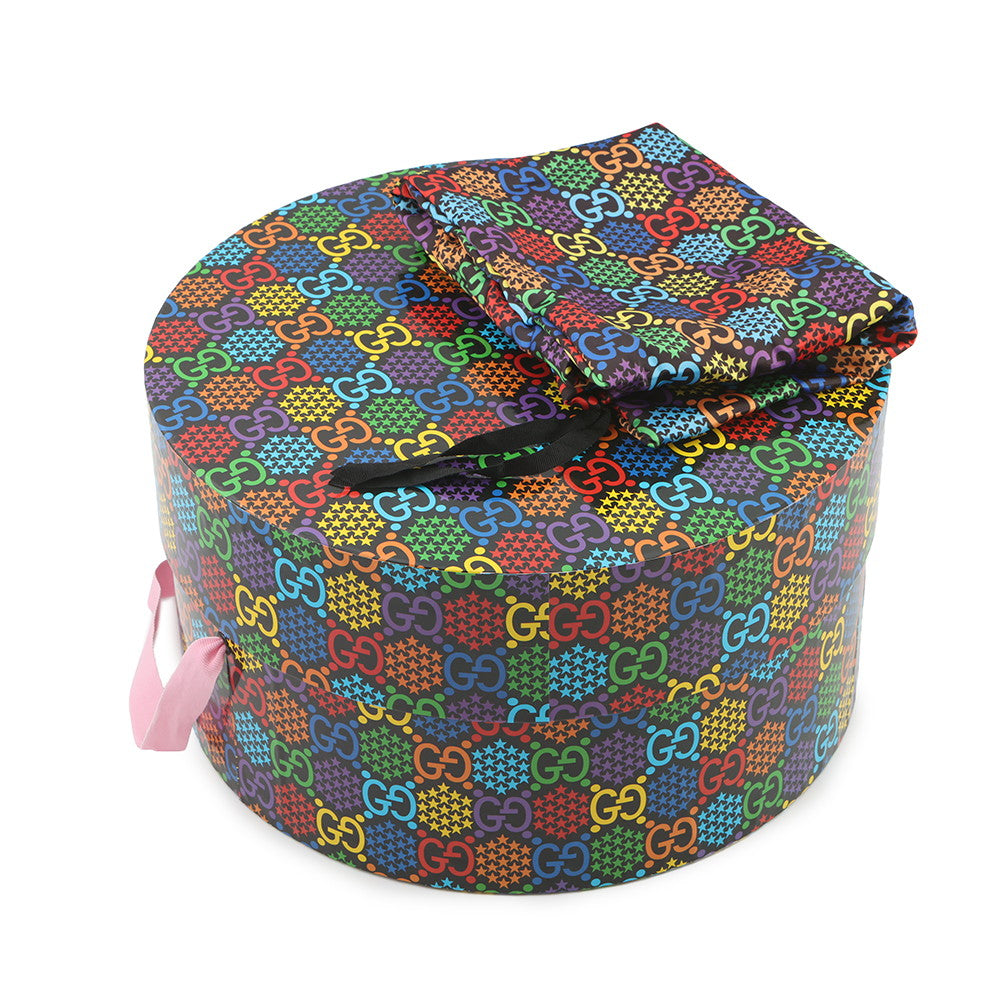GUCCI GG Psychedelic Fedora Size L Black/Multicolor604781 Polyester56% Cotton44%