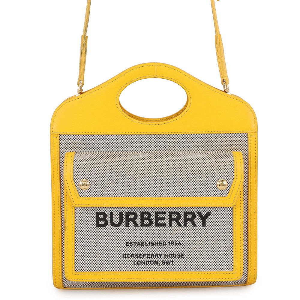 BURBERRY Pocket Bag 2WAY Bag Beige/Yellow8047352 Canvas Leather Size Mini