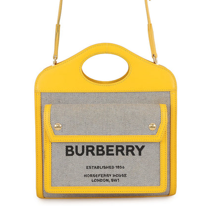 BURBERRY Pocket Bag 2WAY Bag Beige/Yellow8047352 Canvas Leather Size Mini