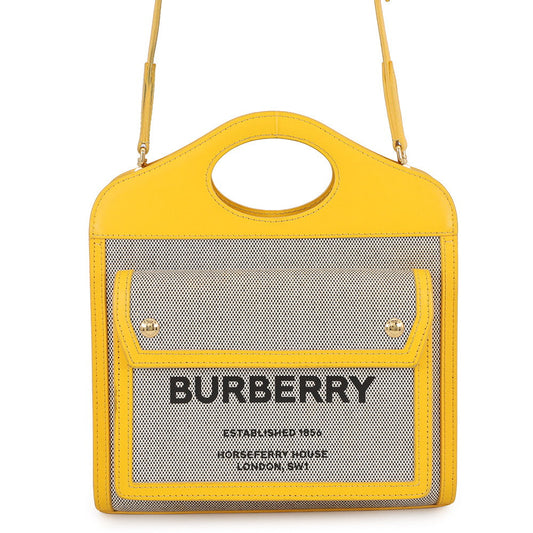 BURBERRY Pocket Bag 2WAY Bag Beige/Yellow8047352 Canvas Leather Size Mini
