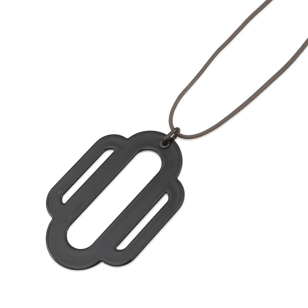 HERMES Necklace At Large Pink/White/Black Metal