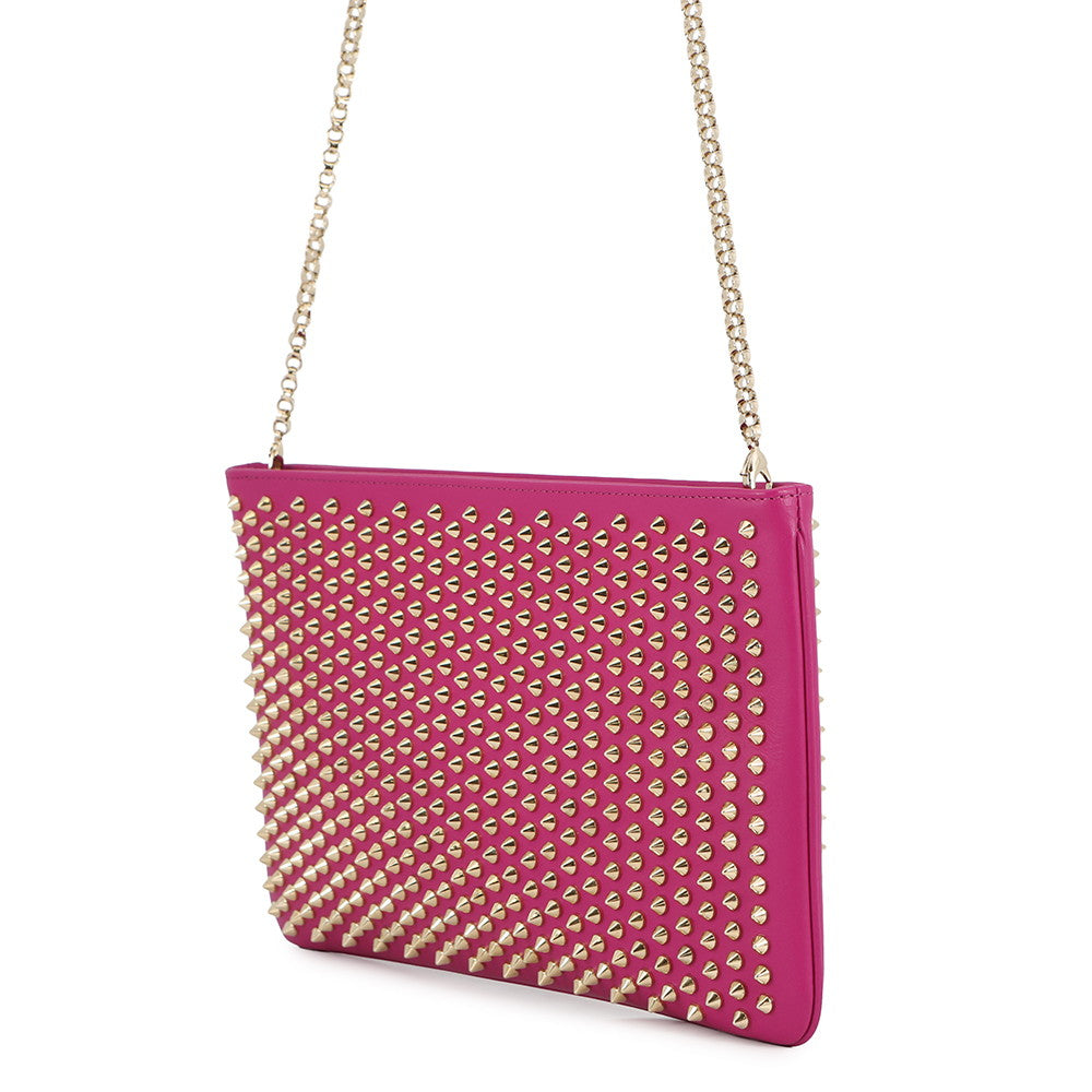 Christian Louboutin Studded ChainShoulder Pink Leather