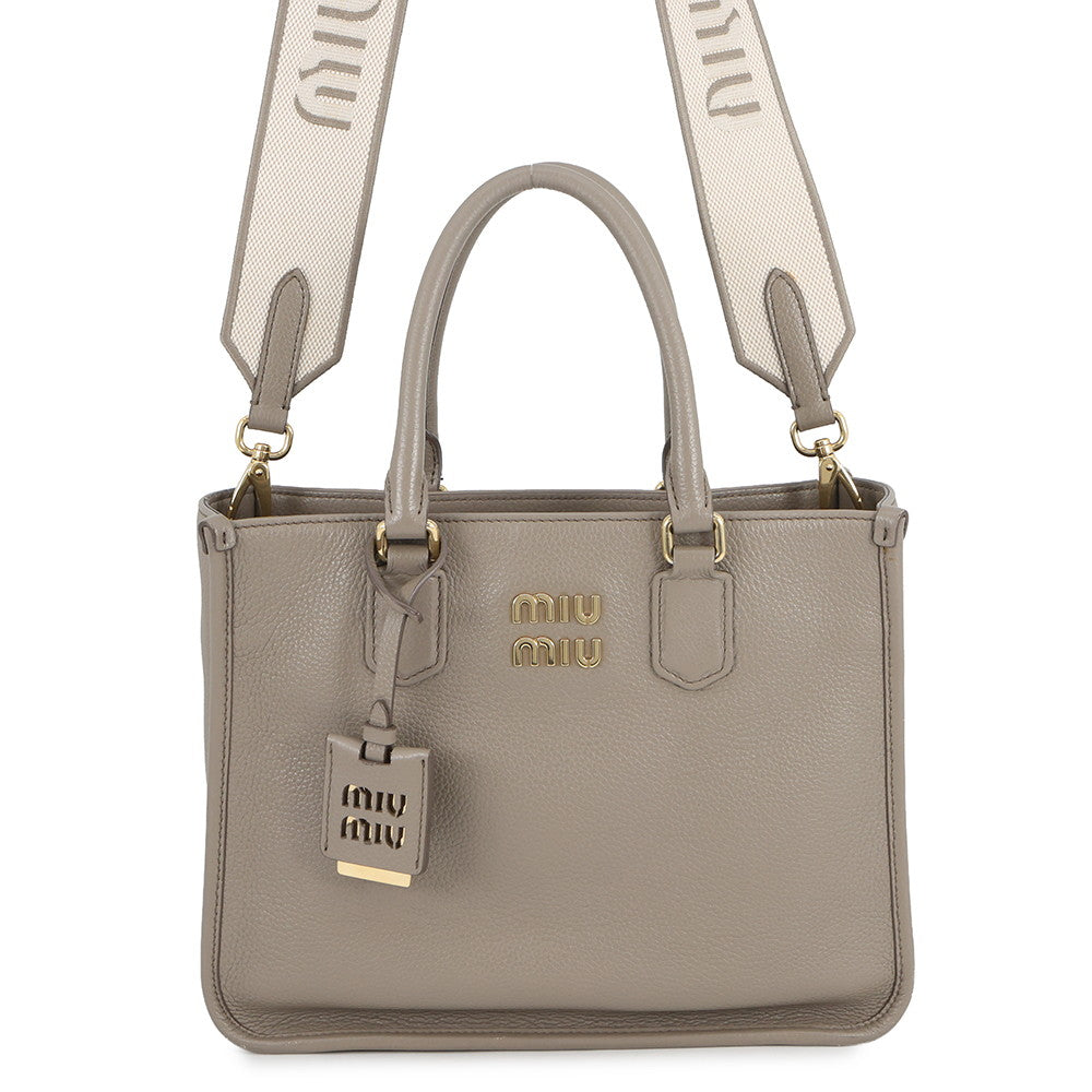MIUMIU Vitello Daino 2WAY Bag Gray5BA249 Leather
