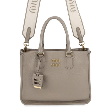 MIUMIU Vitello Daino 2WAY Bag Gray5BA249 Leather