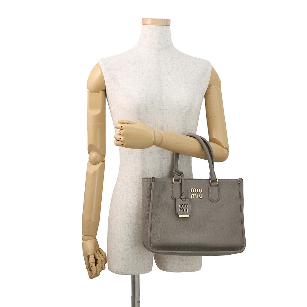 MIUMIU Vitello Daino 2WAY Bag Gray5BA249 Leather