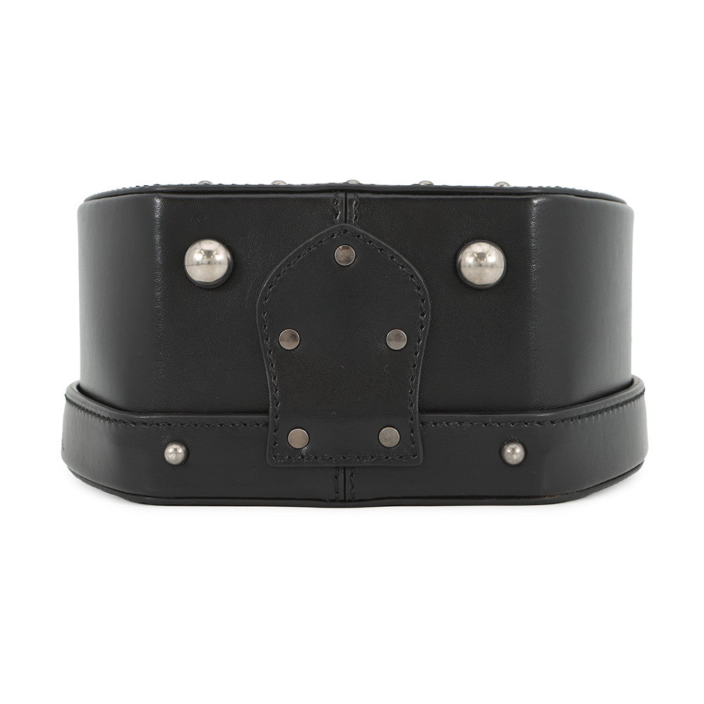 SAINT LAURENT PARIS Mikabox Studded 2WAY Handbag Black544378 Leather