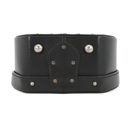 SAINT LAURENT PARIS Mikabox Studded 2WAY Handbag Black544378 Leather