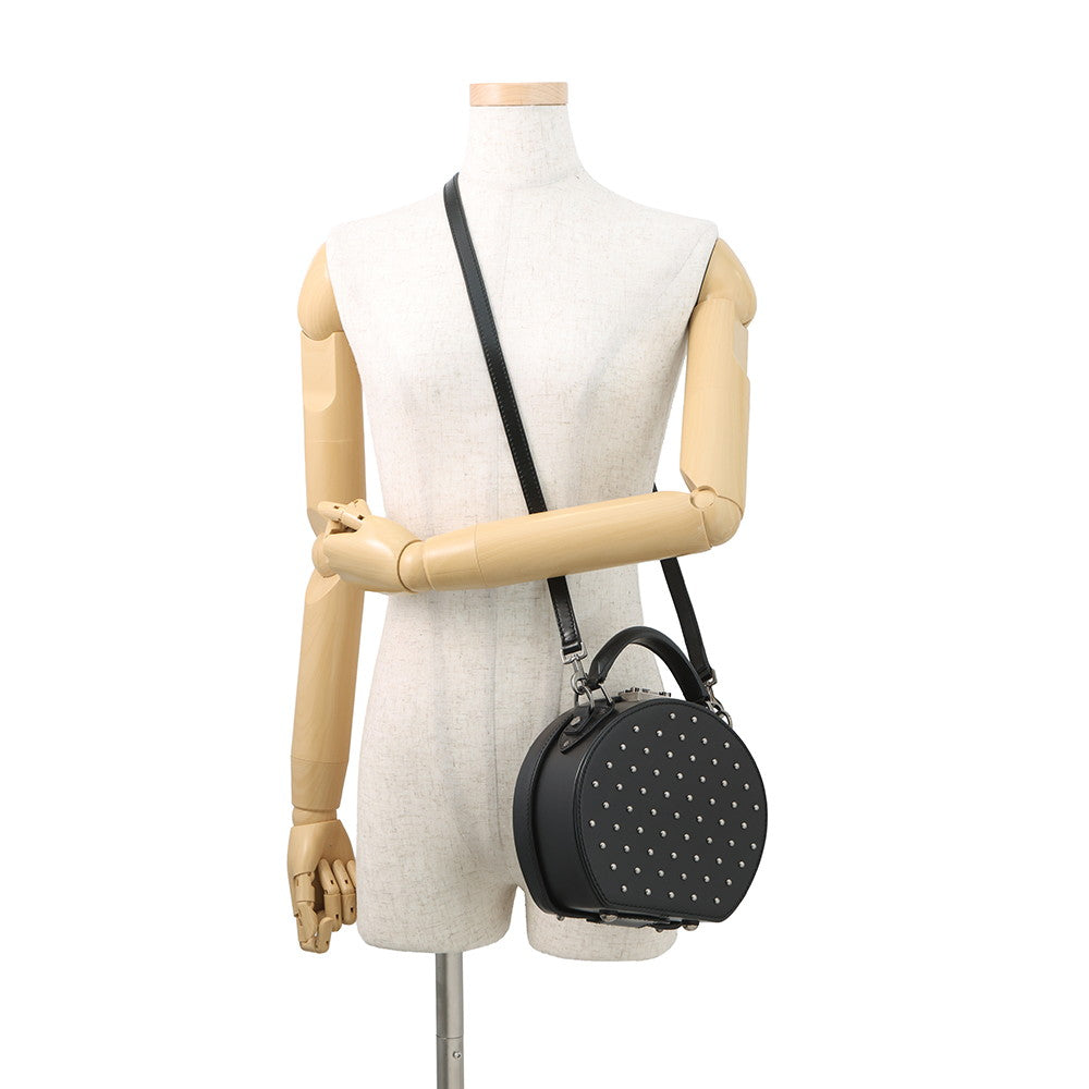 SAINT LAURENT PARIS Mikabox Studded 2WAY Handbag Black544378 Leather