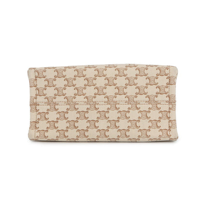 CELINE Triomphe Covertise 2WAY Bag Beige/Brown199162FRF Canvas Leather Size Small