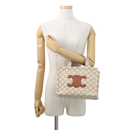 CELINE Triomphe Covertise 2WAY Bag Beige/Brown199162FRF Canvas Leather Size Small