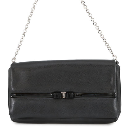 Ferragamo Vala ChainShoulder Bag Black21C671 Leather Patent Leather