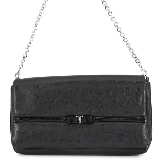 Ferragamo Vala ChainShoulder Bag Black21C671 Leather Patent Leather