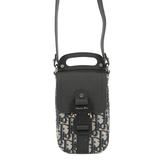 Dior Oblique Saddle Vertical Pouch Black/Beige/Navy2ADCA446YKS Leather Canvas