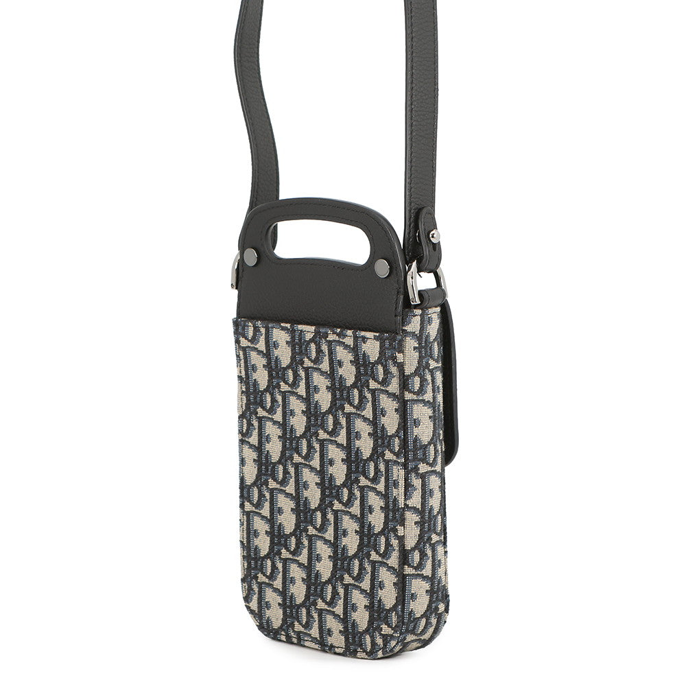 Dior Oblique Saddle Vertical Pouch Black/Beige/Navy2ADCA446YKS Leather Canvas