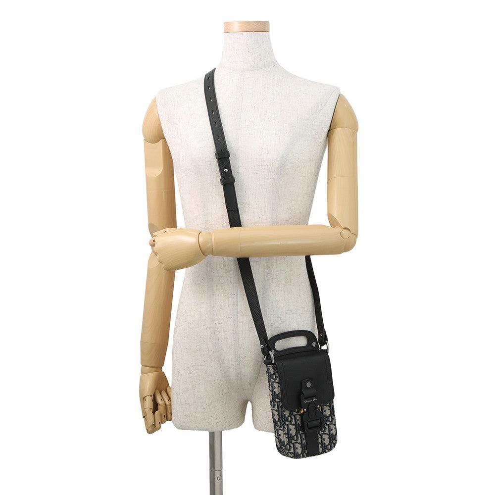 Dior Oblique Saddle Vertical Pouch Black/Beige/Navy2ADCA446YKS Leather Canvas
