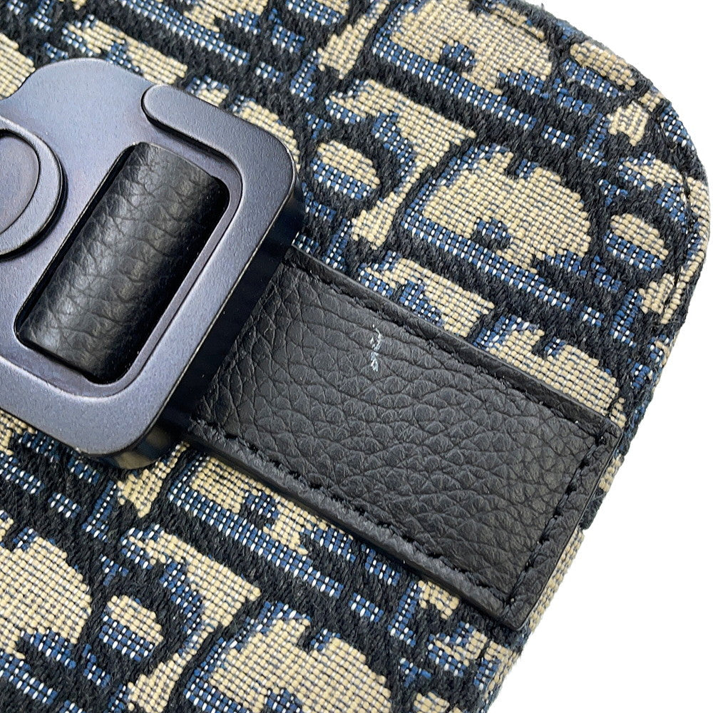 Dior Oblique Saddle Vertical Pouch Black/Beige/Navy2ADCA446YKS Leather Canvas