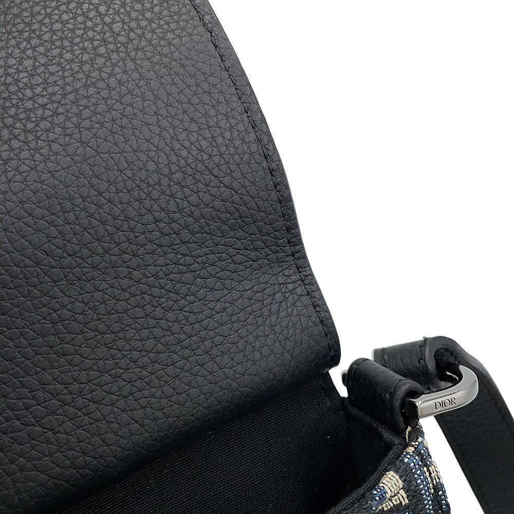 Dior Oblique Saddle Vertical Pouch Black/Beige/Navy2ADCA446YKS Leather Canvas