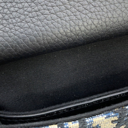 Dior Oblique Saddle Vertical Pouch Black/Beige/Navy2ADCA446YKS Leather Canvas