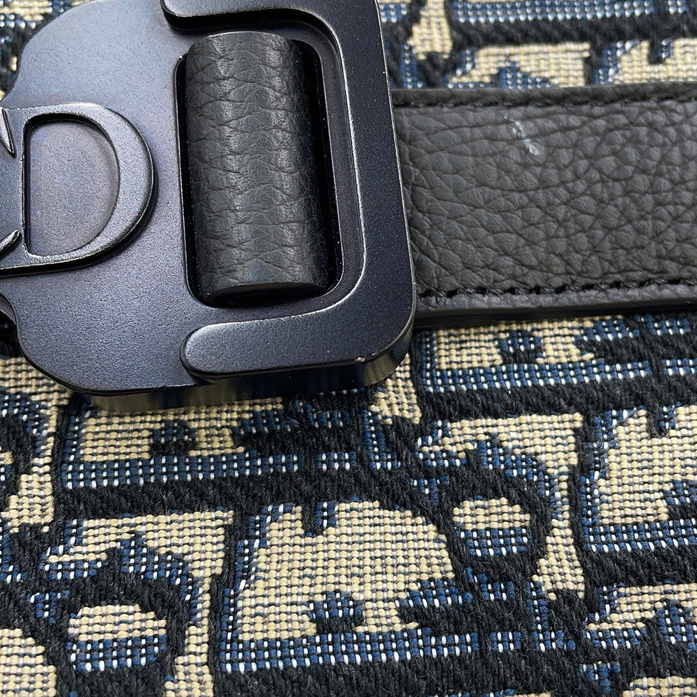 Dior Oblique Saddle Vertical Pouch Black/Beige/Navy2ADCA446YKS Leather Canvas