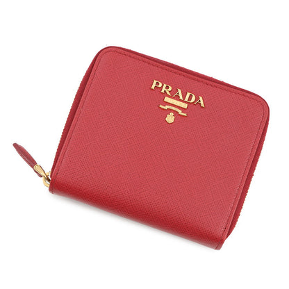 PRADA Bifold Wallet compact wallet Red1ML036 Leather