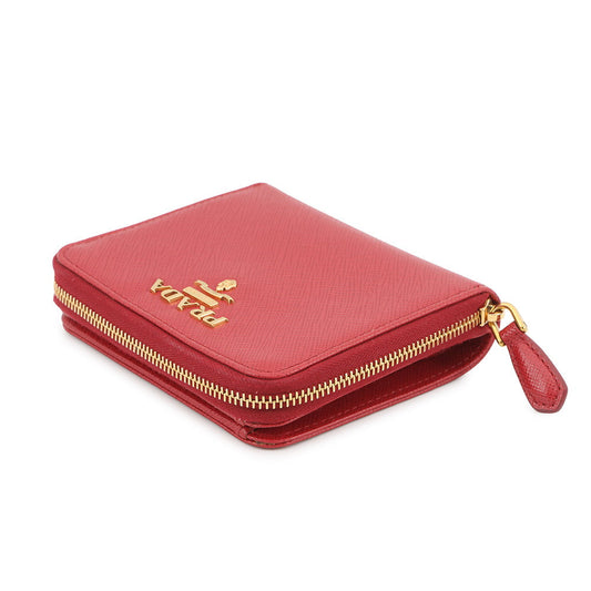 PRADA Bifold Wallet compact wallet Red1ML036 Leather