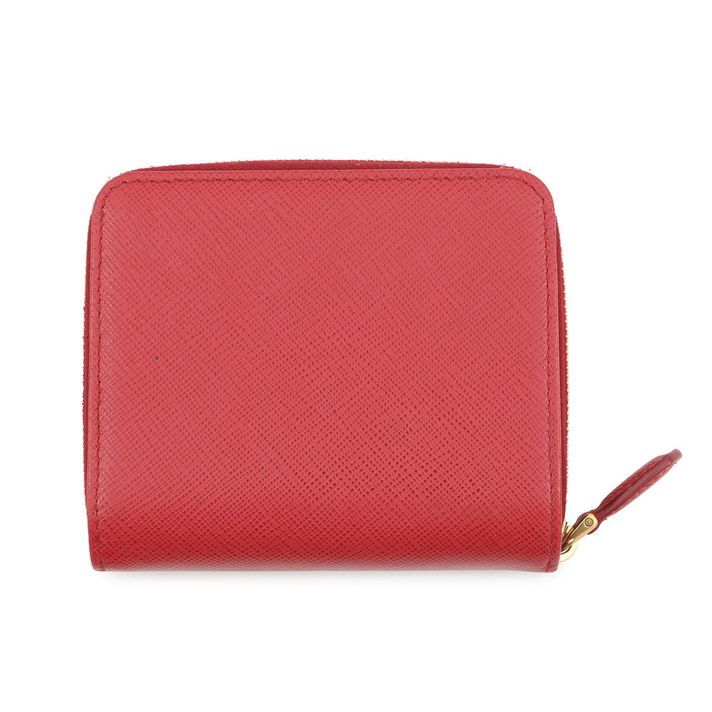 PRADA Bifold Wallet compact wallet Red1ML036 Leather