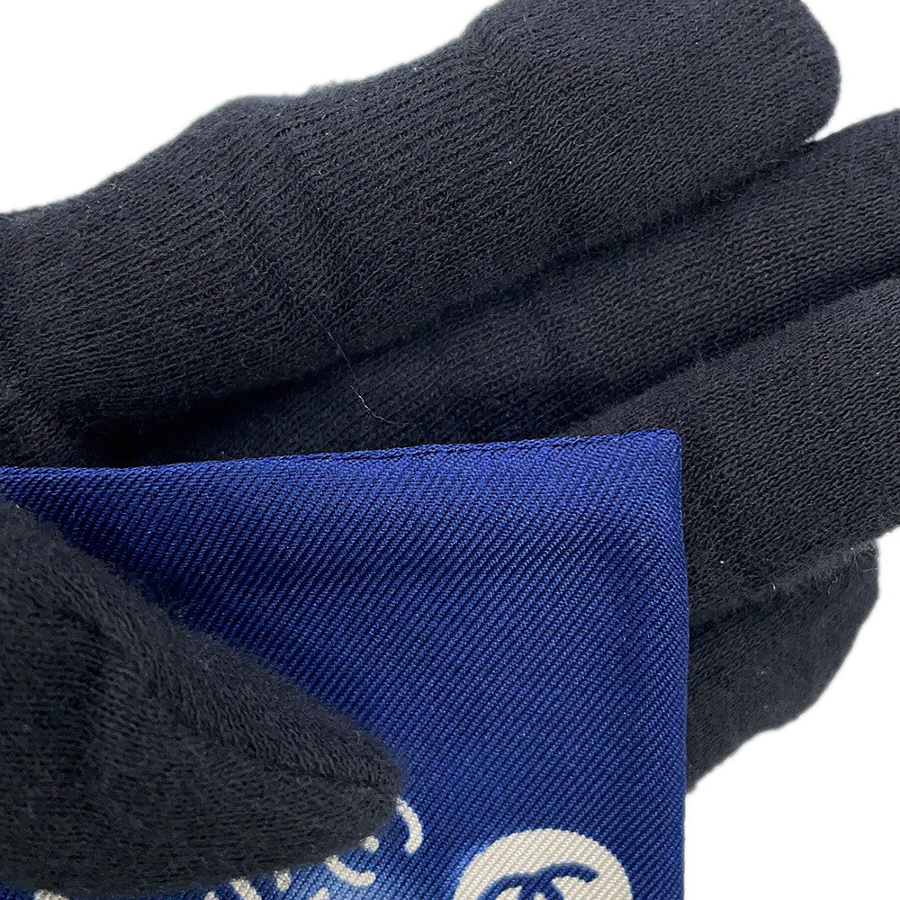 CHANEL hair band scarf Navy/WhiteAA0349 Silk100%