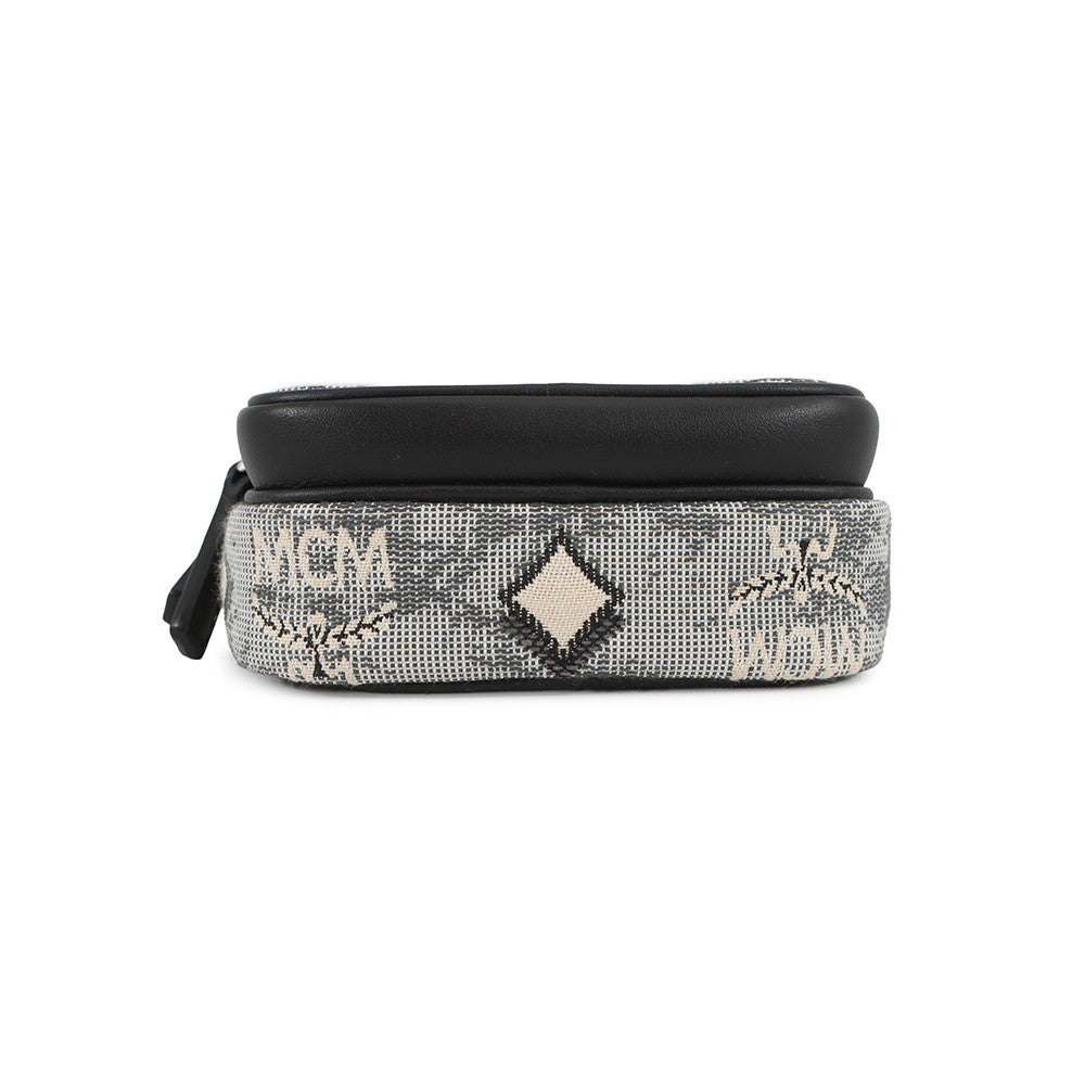 MCM Vintage Jacquard Phone Shoulder Bag Black/Gray/WhiteMMRBATQ02EG001 Canvas Leather