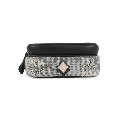 MCM Vintage Jacquard Phone Shoulder Bag Black/Gray/WhiteMMRBATQ02EG001 Canvas Leather