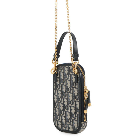 Dior Oblique 30 Montaigne Call'in Dior Phone Shoulder Bag Navy/BeigeS2114UTZQ Canvas Leather