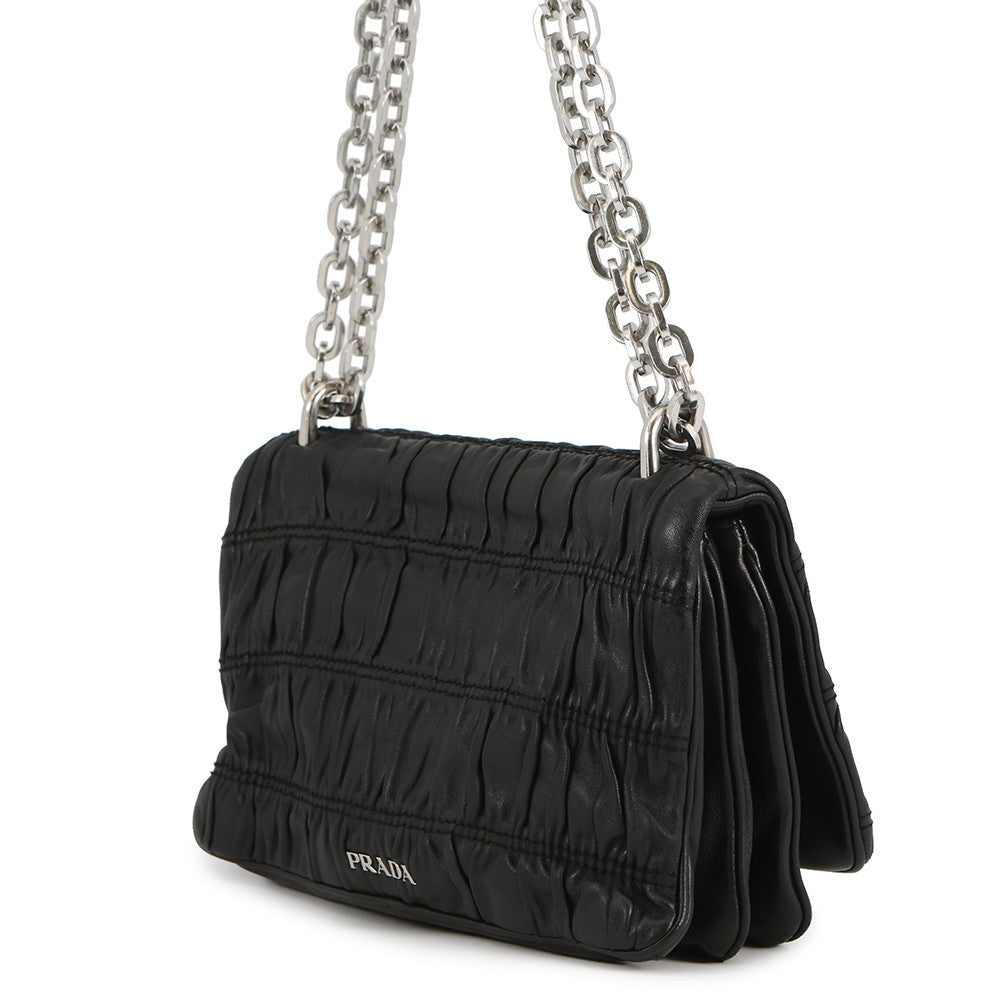 PRADA ChainShoulder Bag Black Leather