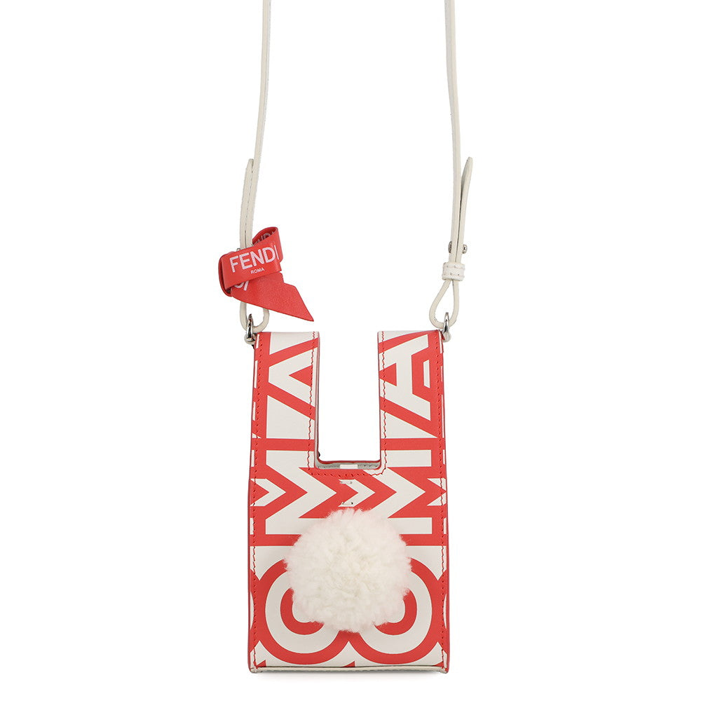 FENDI Marc Jacobs Mini Bustina Bunny Shoulder Bag White/Red7SA169 Leather