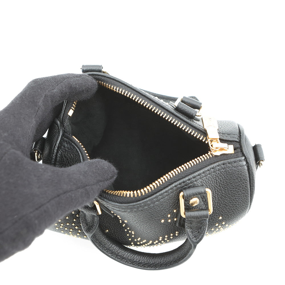 LOUIS VUITTON Nano Speedy Studded NoirM46745 Monogram Empreinte Leather