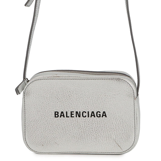 BALENCIAGA Everyday camera bag Silver552372 Leather Size XS