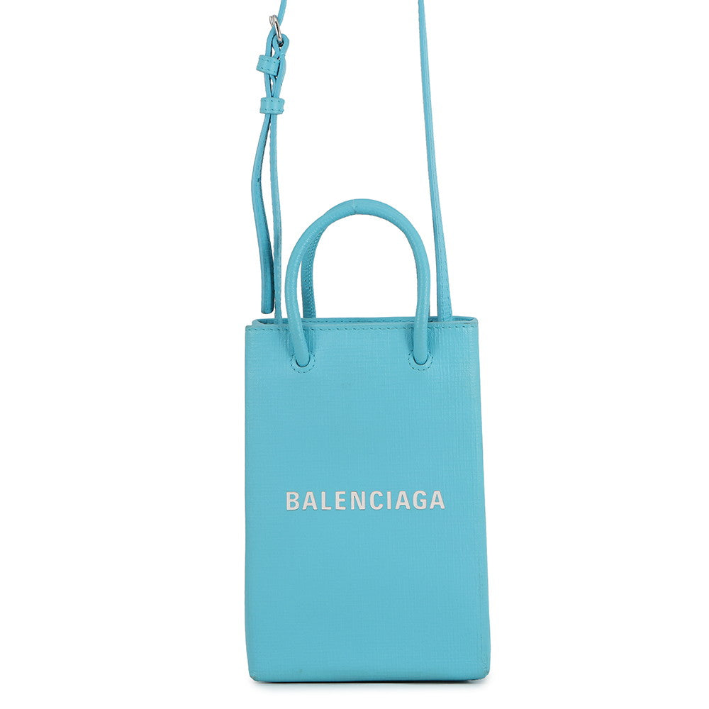 BALENCIAGA Phone Shoulder Light Blue593826 Leather