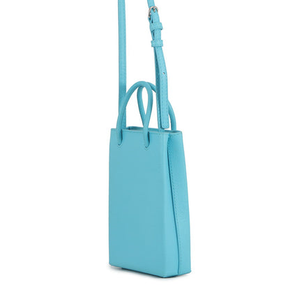 BALENCIAGA Phone Shoulder Light Blue593826 Leather