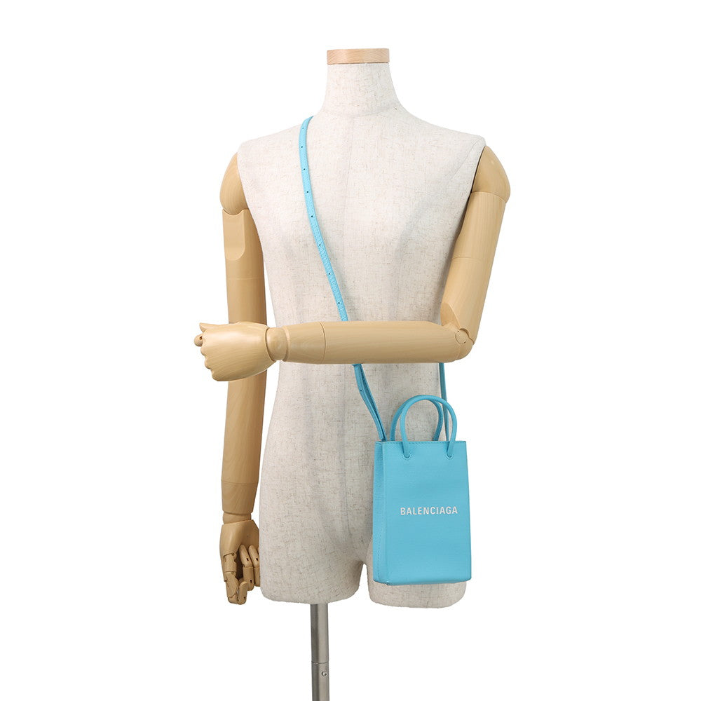 BALENCIAGA Phone Shoulder Light Blue593826 Leather