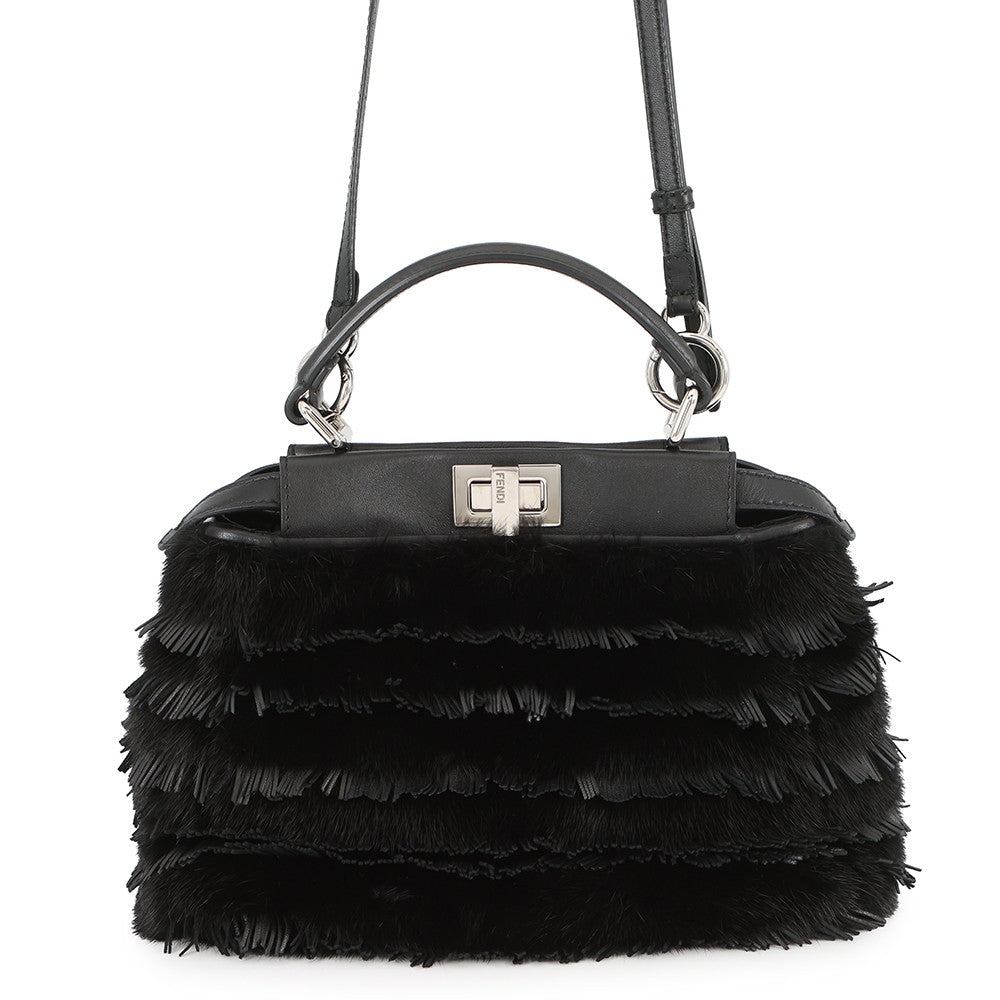 FENDI Peekaboo Black8BN244 Fur Leather Size Mini