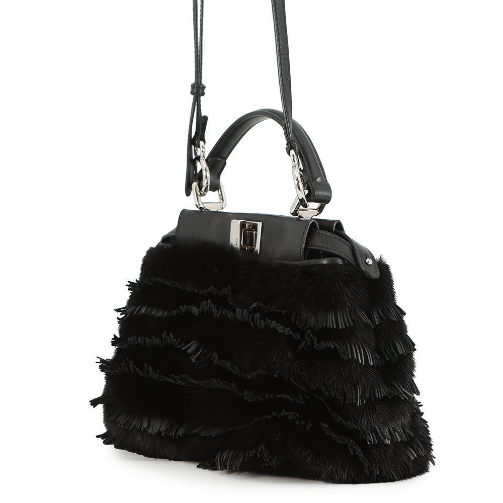 FENDI Peekaboo Black8BN244 Fur Leather Size Mini