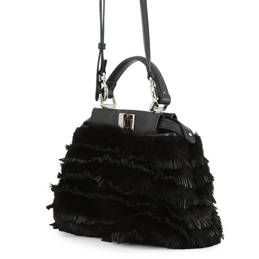 FENDI Peekaboo Black8BN244 Fur Leather Size Mini