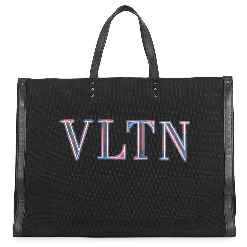 Valentino Garavani VLTN Tote Black Canvas Leather